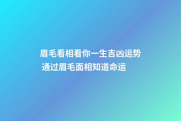 眉毛看相看你一生吉凶运势 通过眉毛面相知道命运